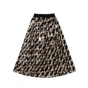 Black and Gold Sequin Party Skirt